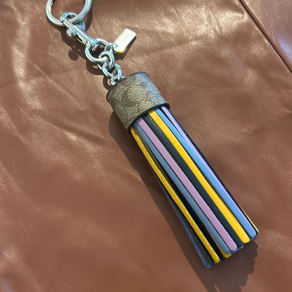 COACH Leather Tassel Keychain - Picture 2 of 5